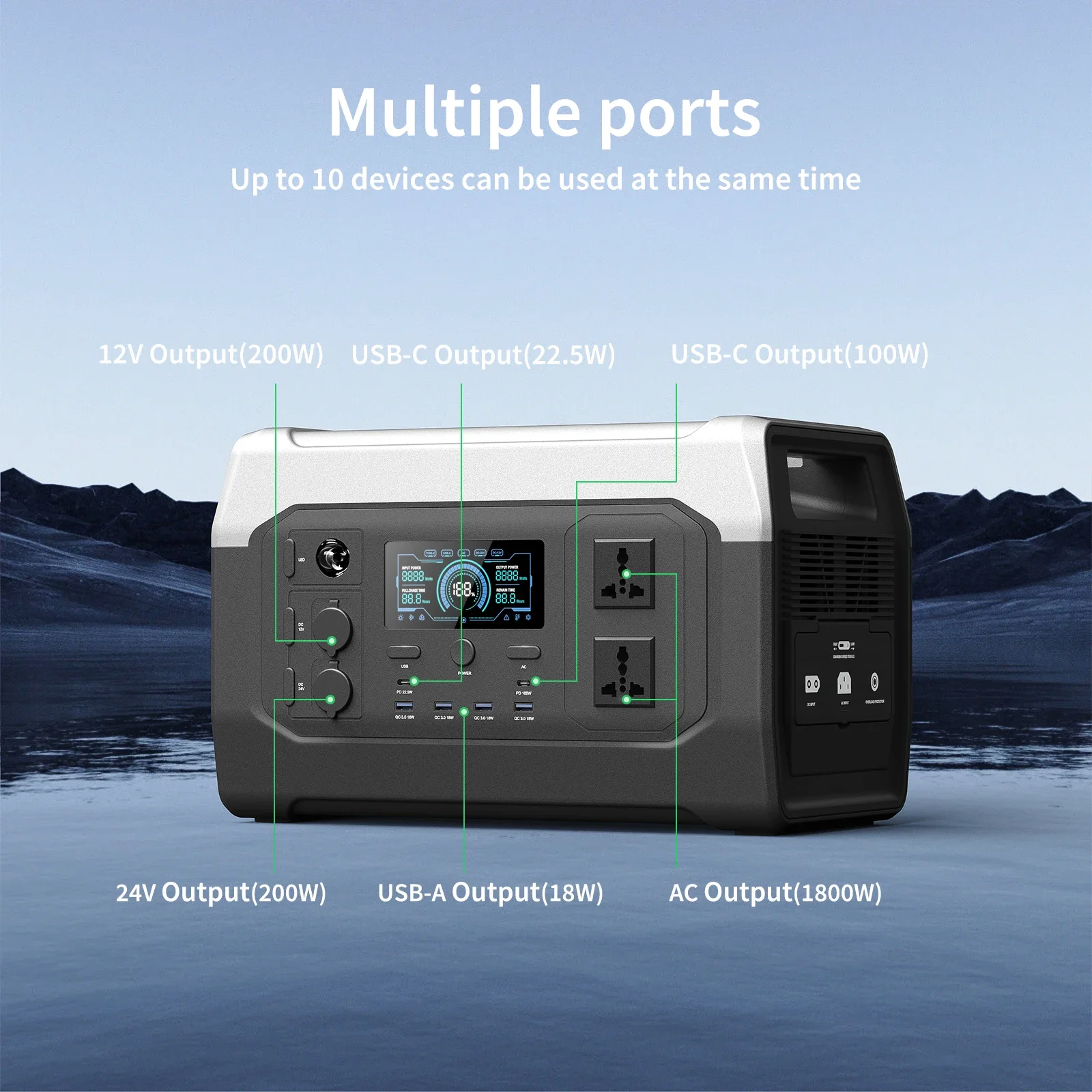 Draagbare krachtcentrale 1024Wh LiFeP04 batterij-powerbank met 200W flexibel zonnepaneel voor buiten kamperen thuis noodgebruik