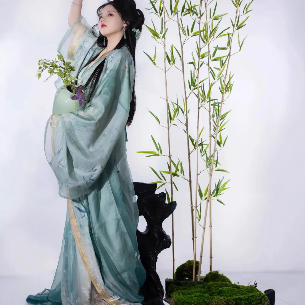 Drunk Jade Spring Daily Women's Han Chinese Clothing Warring States Robe Recovery Tail Printing Cold Wind Retro Elegant Suit