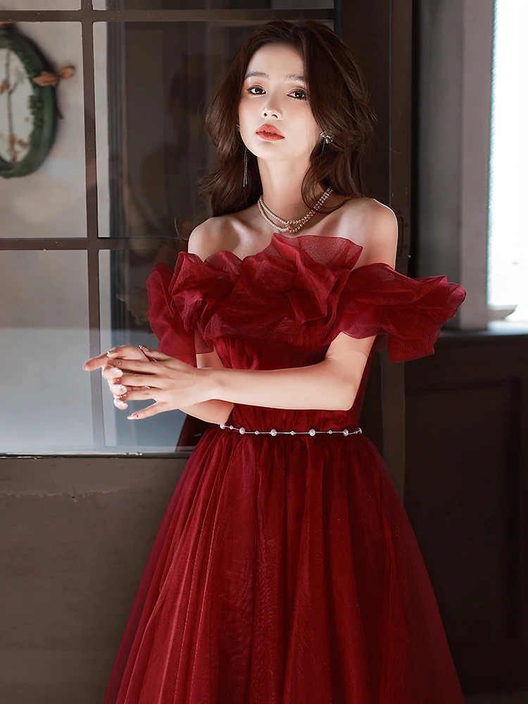 

Red One-oulder Engagement Dr for Pregnant Brides 2025 New Sle High-End Wedding Evening Gown Women's Faion Korean Sle