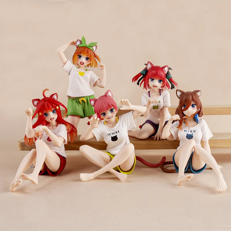 MINISOAnime classic quintuplet character Nakano future Nakano Nino action character Cat's ears  PVC series model toys