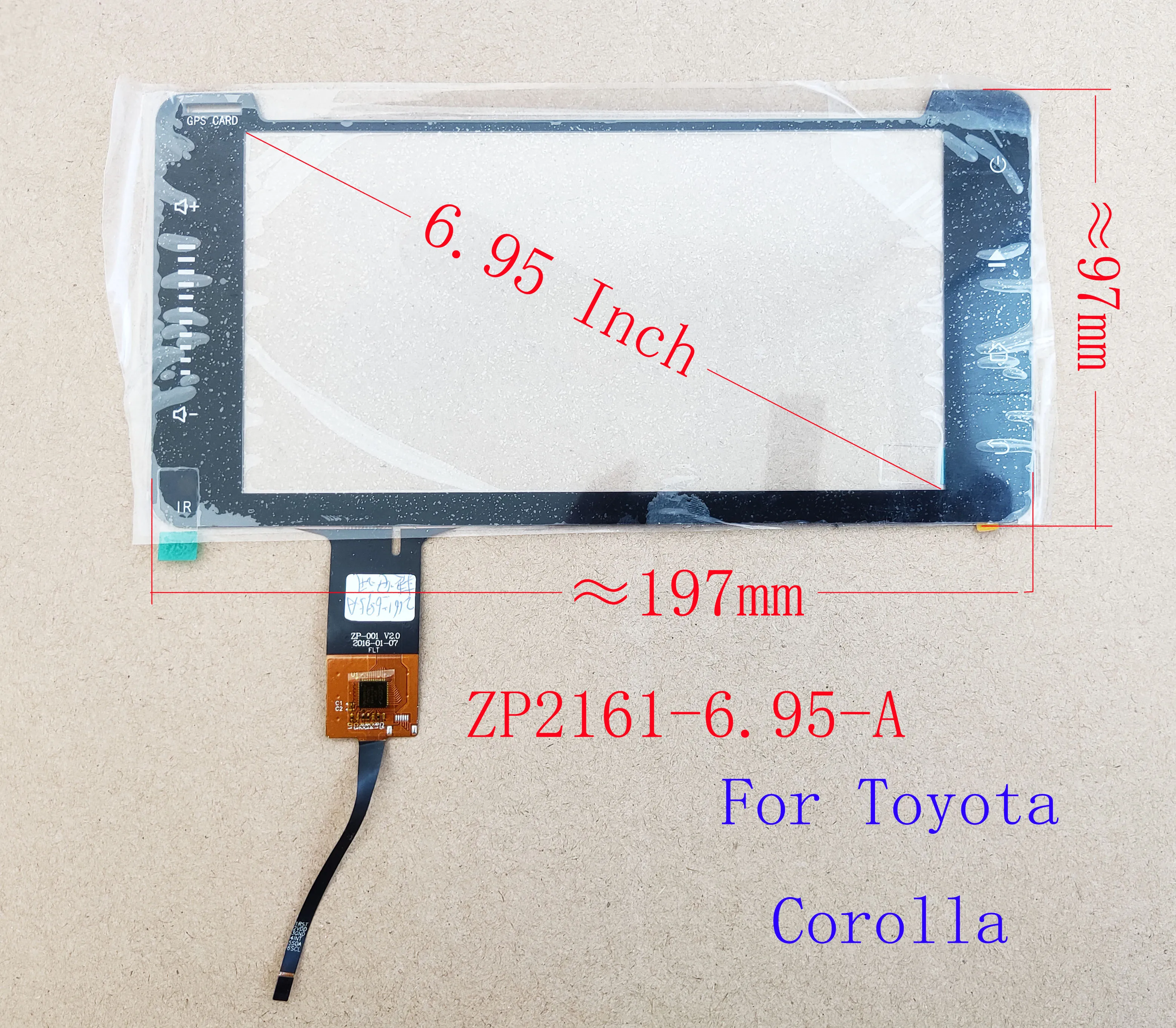 

6.95 Inch Touch Screen 197*97mm Livina Sena Digitizer Sensor GT911 VIOS CROWN CAMRY COROLLA RAV4 ZP2161-6.95-A