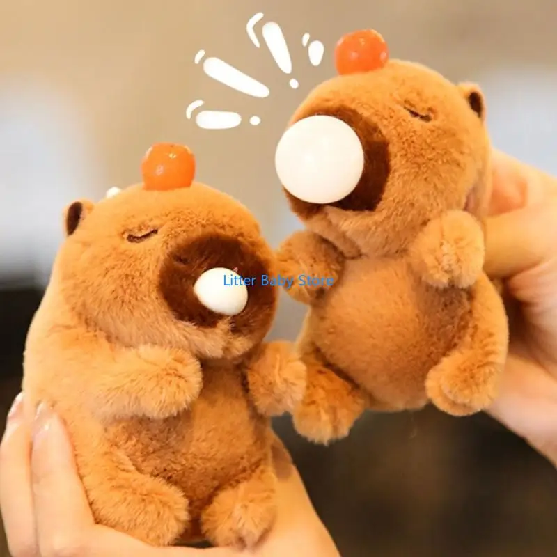 N80C Cartoon Capybara Leuke Pluche Sleutelhanger Tas Ornament Vrouwen Handtas Decoraties School Student Rugzak Mooie Harige