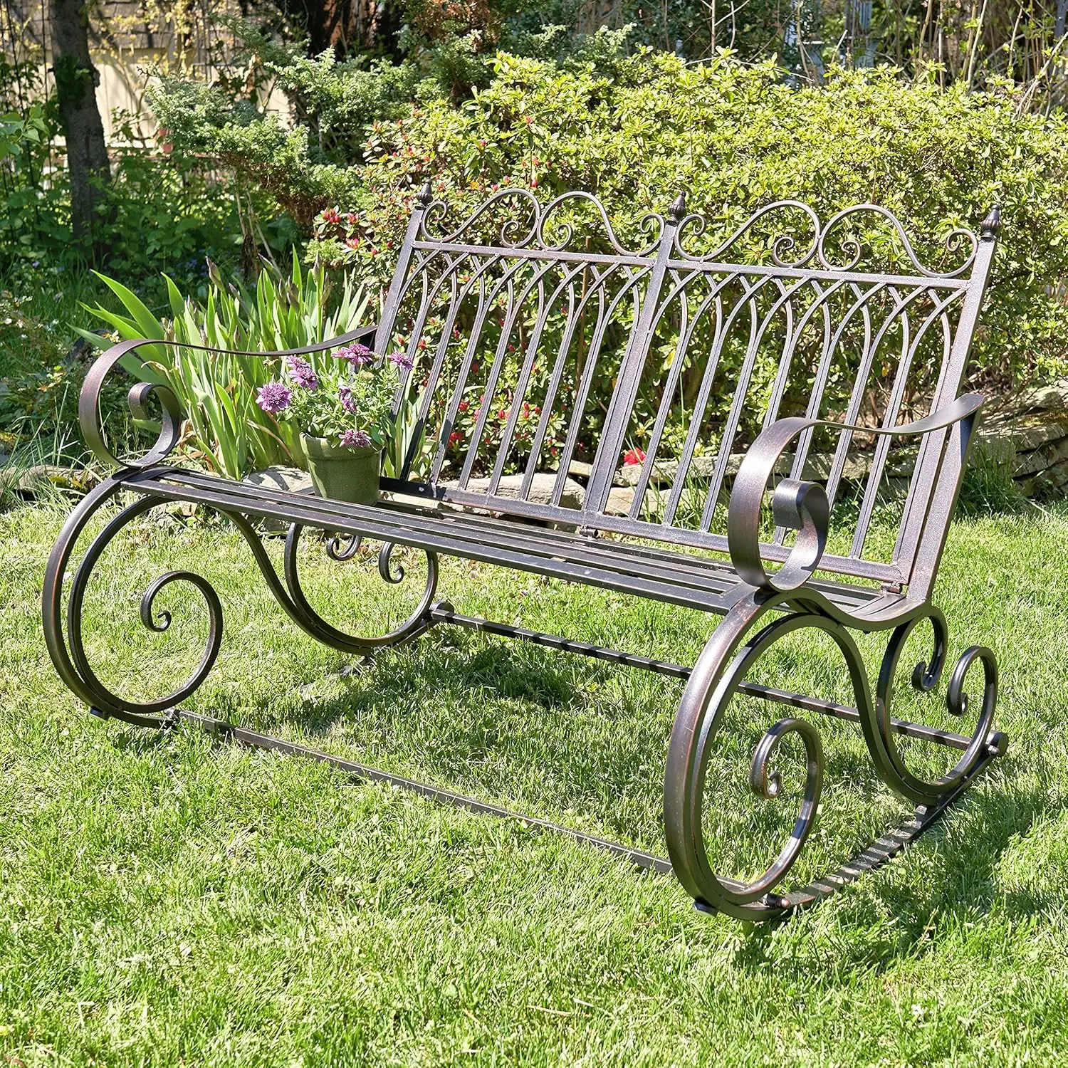 

Outdoor Metal Rocking Arm Chair/Bench (Bench Bronze) Product Dimensions 36"D x 46.5"W x 36"H