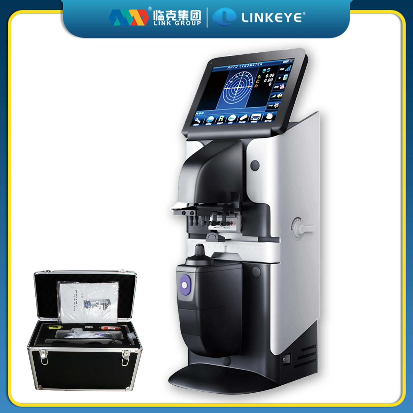 Auto Lensmeter Digital Focimeter with PD UV Printer 5.6''/7'' LCD Touch Screen Lensometer with Suitcase for Optical Measurement