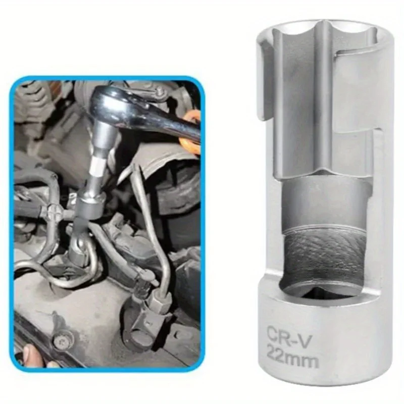 9pcs Set for Removing Oxygen Sensors, Compatible with 1/4", 3/8", And 1/2" Inch Drivers, Made from Cr-V Steel, Featuring a Matte End, Sizes Ranging from 10 to 22Mm, a Complete Metric Set, Ideal for Professional Car Repair