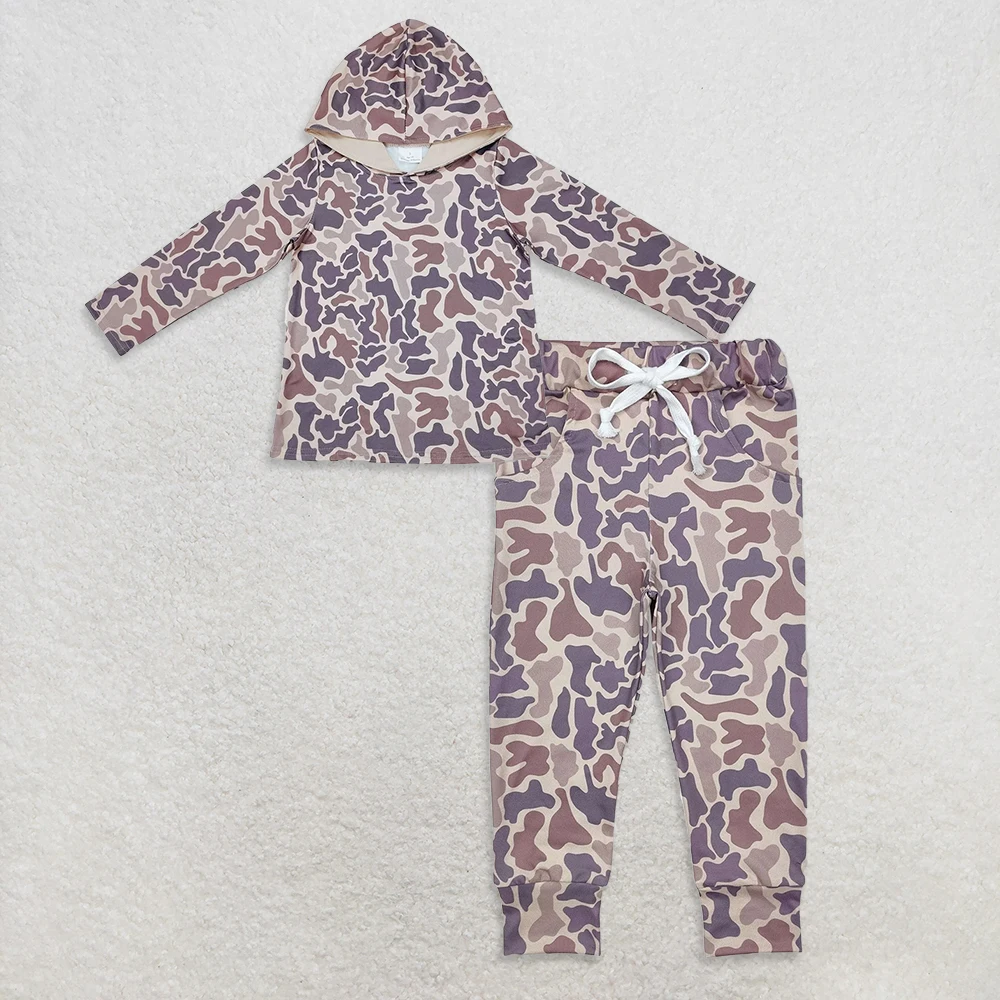 

9.27 Kids Winter Clothes For Boys Baby Boys Khaki Camo Hoodies Top Pockets Legging Pants Western Clothes Sets