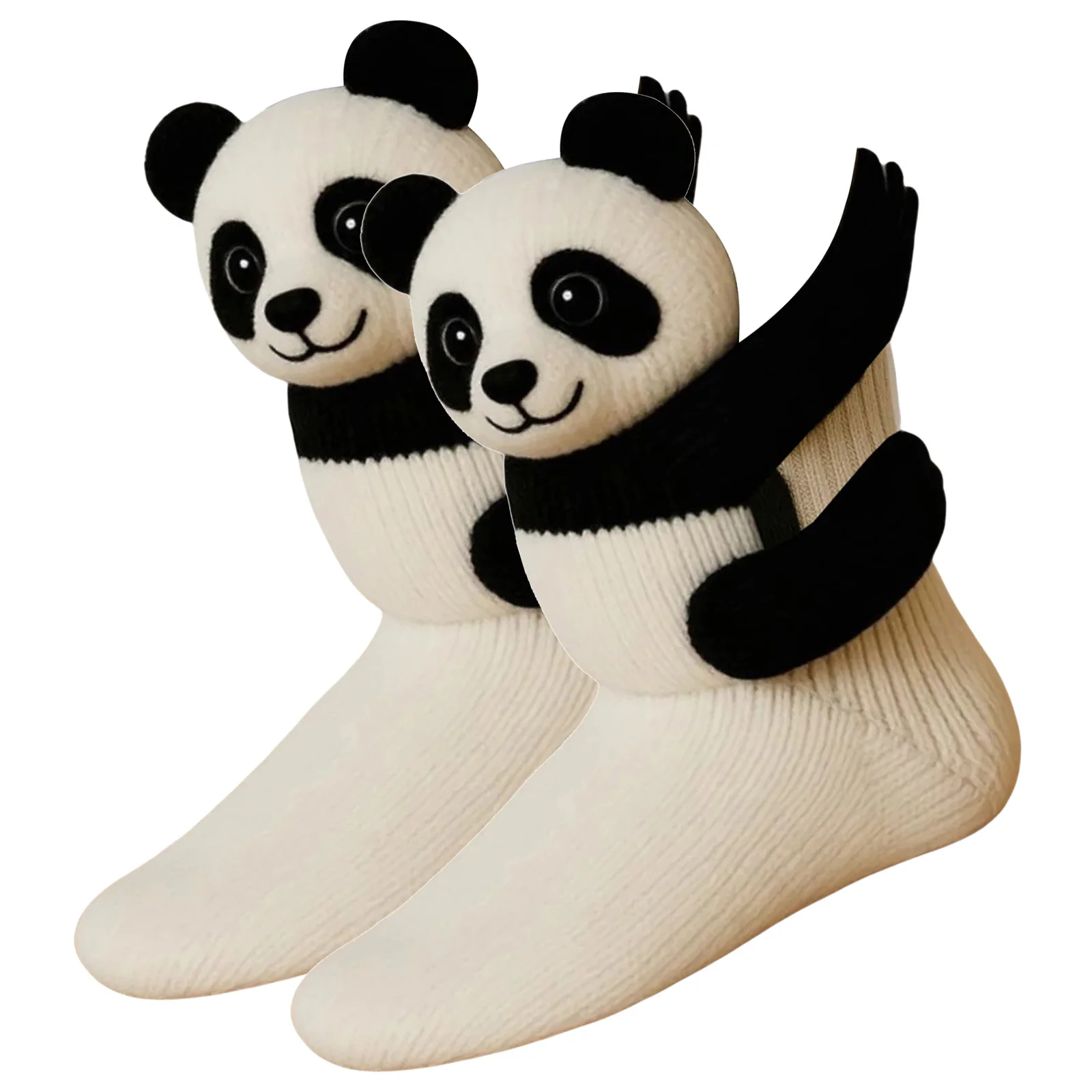 

1 пара вязаных крючком носков с животными, дышащие 3D вязаные милые носки с животными, плюшевые носки с пандой, кавайные носки для любителей животных, Рождественский подарок