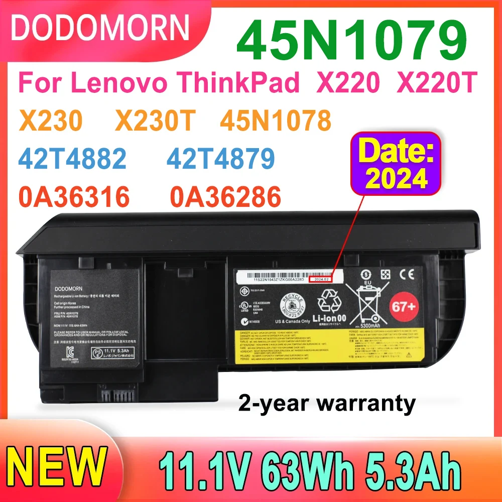 DODOMORN 45N1079 Laptop Battery For Lenovo ThinkPad X220 X220T X230 X230T Series Tablet 0A36316 0A36317 42T4877 45N1078  67+