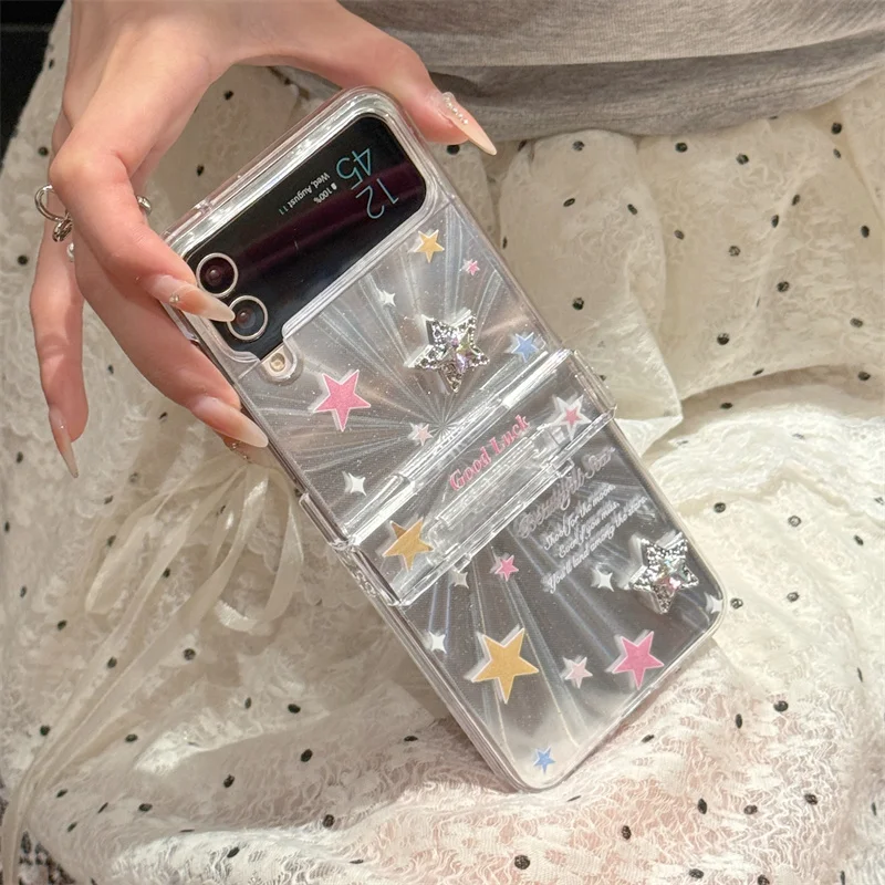 Прозрачный противоударный чехол-книжка для Samsung Galaxy Z Flip 3 4 5 Z Flip5 ZFlip5