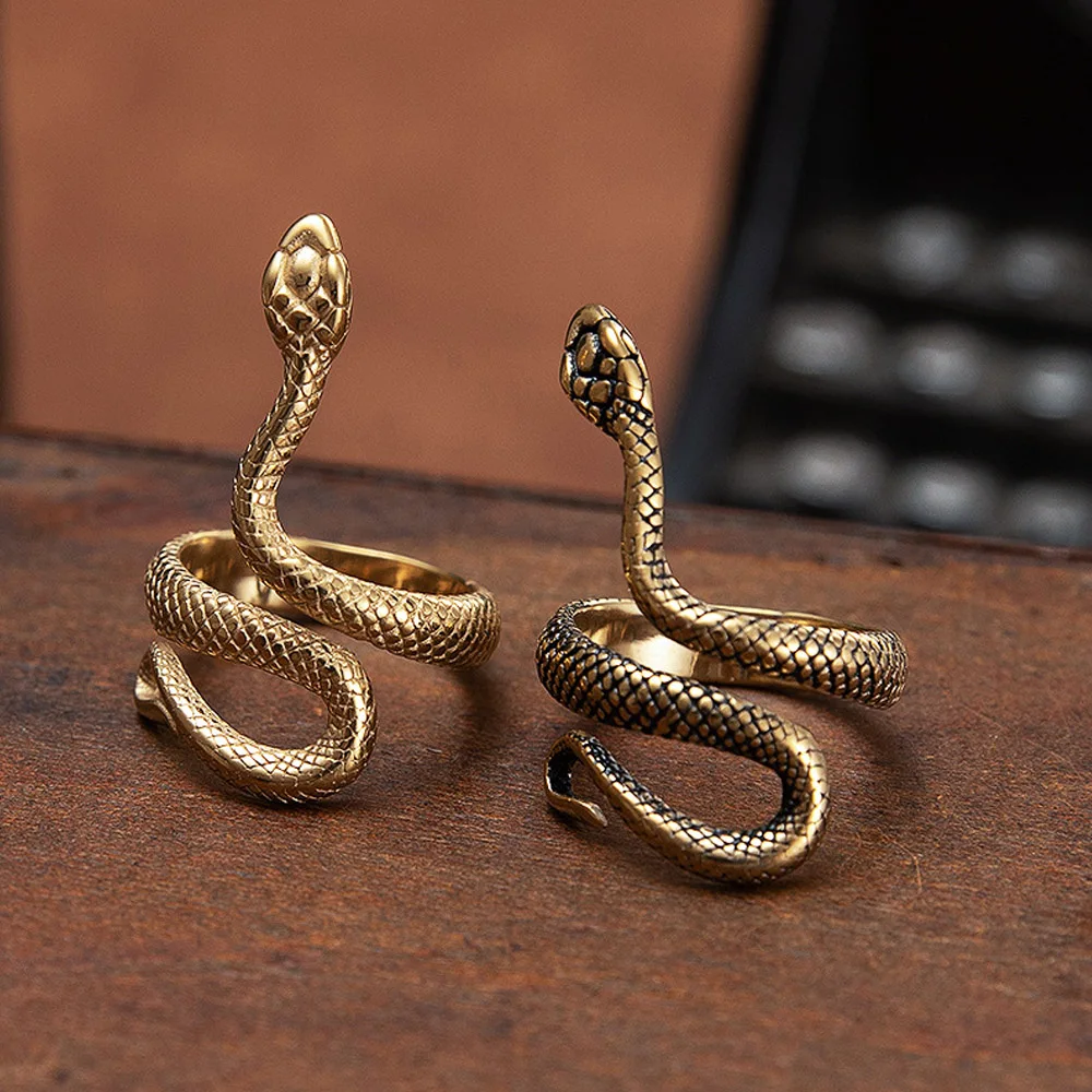 Simple Stainless Steel Snake Rings For Men Women Punk Hip Hop Couple Animal Snake Ring Fashion Jewelry Best Gift For Mates