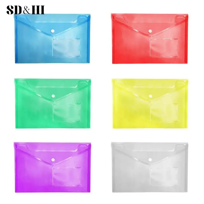 

Transparent Colorful Plastic A5 Folders File Bag Document Hold Bags Folders Paper Storage Stationery Storage 1pc