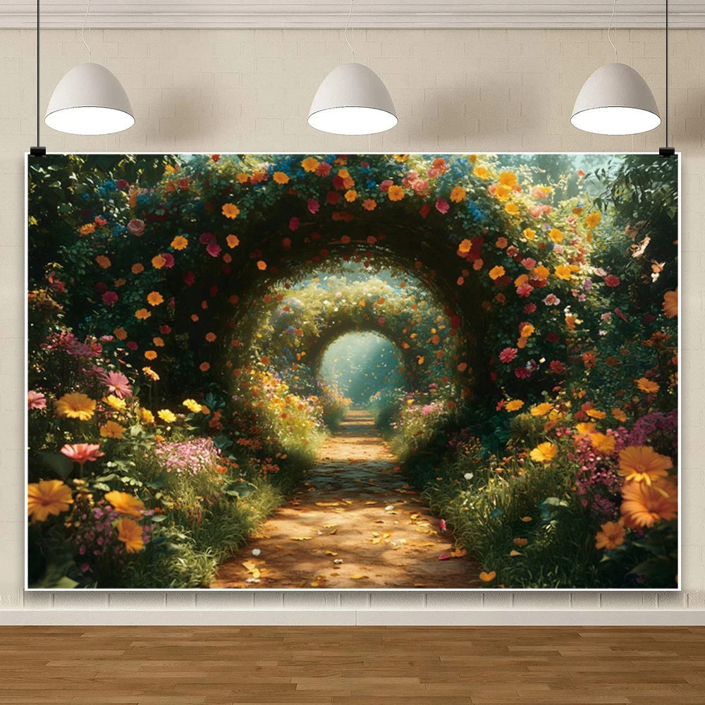 매직 가든 책장 사진 배경, 숲 녹색 용수철 풍경, 판타지 나비, 어린이 생일 초상화 배경