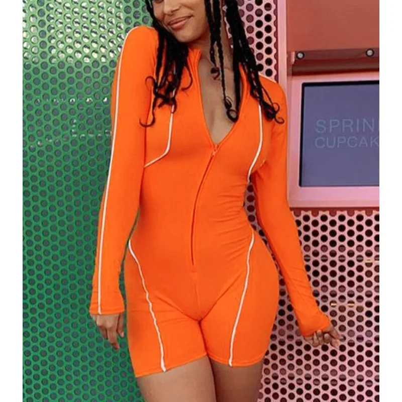 Kombinezon sportowy damski Krisnanas z odblaskami, obcisły, do ćwiczeń na siłowni, z długim rękawem, stójką i zamkiem błyskawicznym, model 32013 (2025)