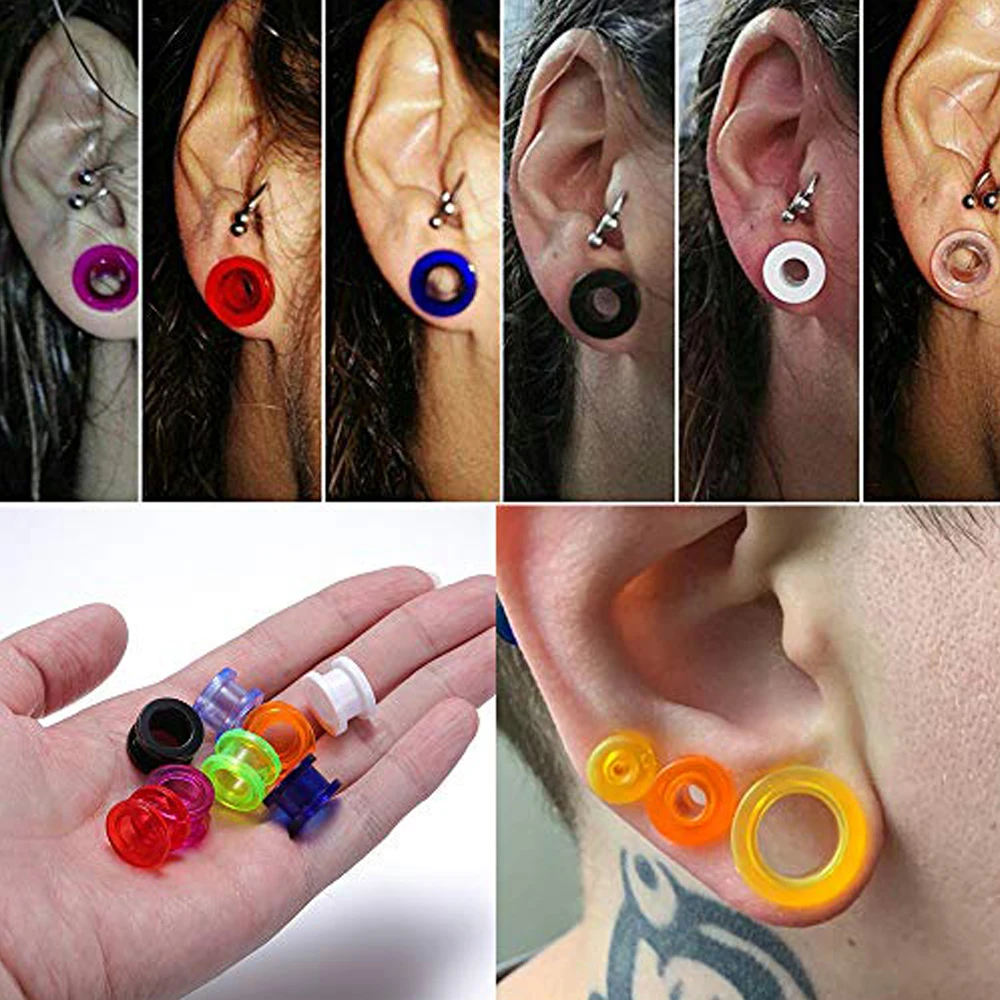 1 Pair Colored Acrylic Ear Plug And Tunnel Clear Green Black Ear Gauges 2-24mm Screw Ear Expander Sterchers Piercing Jewelry