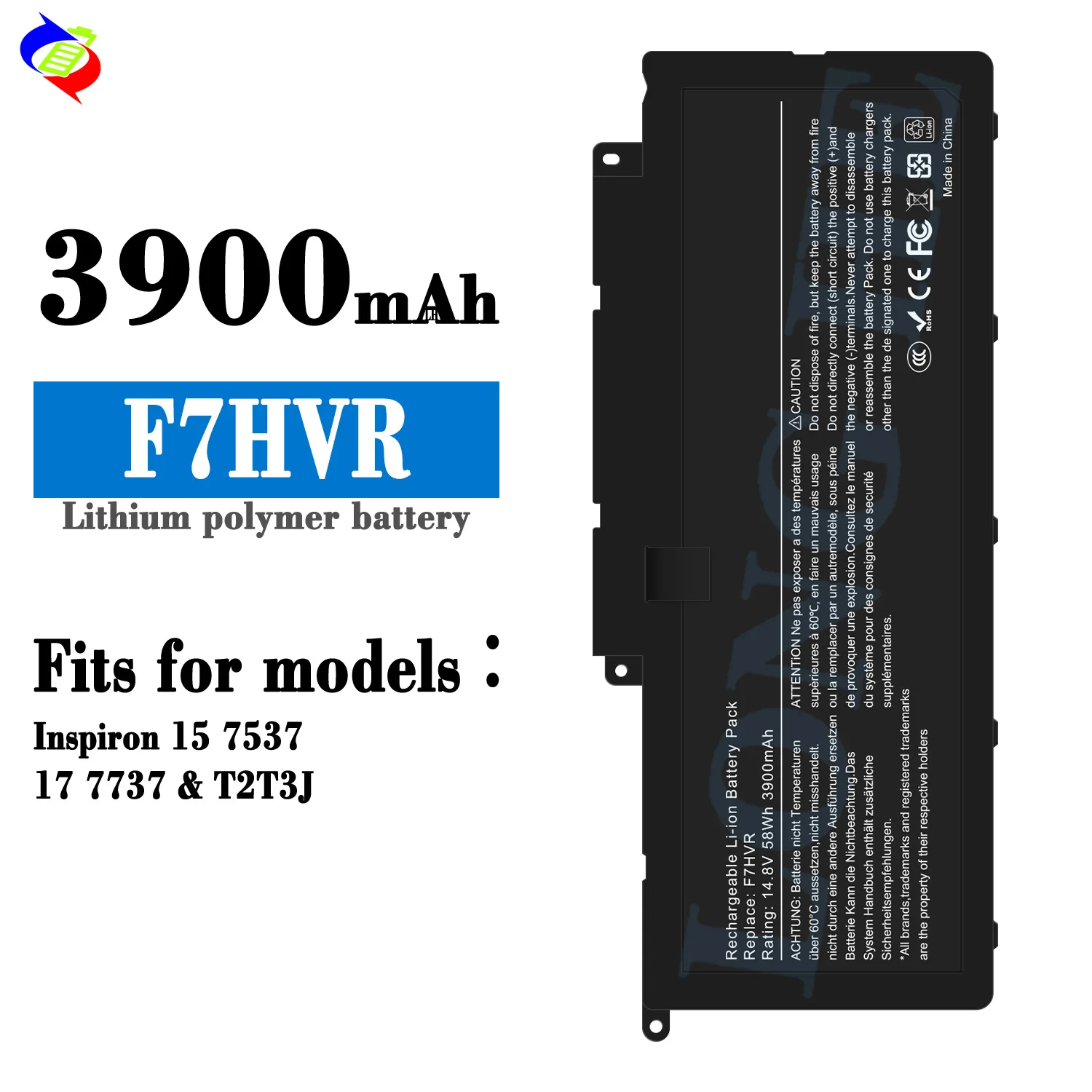 Laptop Battery for Dell Inspiron 15-7537 15-5545 14-7437 17-7737 17-7746 F7HVR G4YJM 14.8V 58Wh Replacement Battery