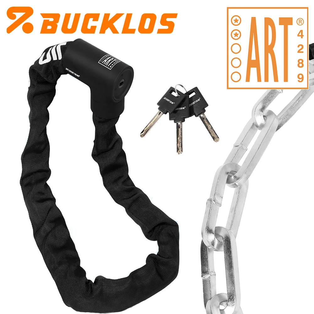 BUCKLOS ART 2 Star Bicycle Lock 3 Key Anti-theft Bicycle Chain Lock CrMnTi Motorcycle Chain Locks Heavy Duty Gate Locks