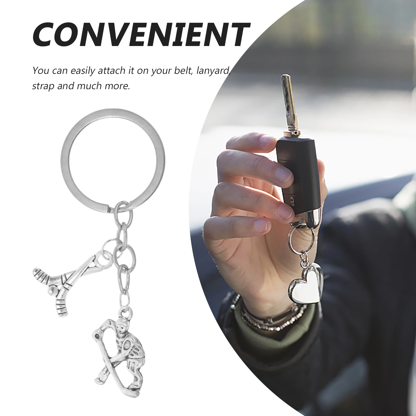 

1PC Hockey Player Keychain Ice Hockey Keychains Metal Bag Pendant Sports Charm Decorative Puck Backpack Hanging Gift Souvenir