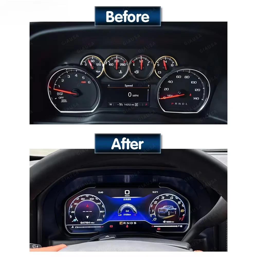 

12.3 Inch Car Digital Cluster For Chevrolet Chevy Silverado GMC 2013 2014- 2019 LCD Dashboard Auto Speedometer Virtual Cockpit