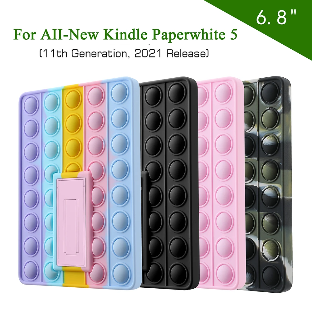 Pop Push It Case for Kindle Paperwhite 5 11th 6.8 Inch Bubble Non-toxic Soft Silicone Case for 2021 Kindle Paperwhite 5 Funda