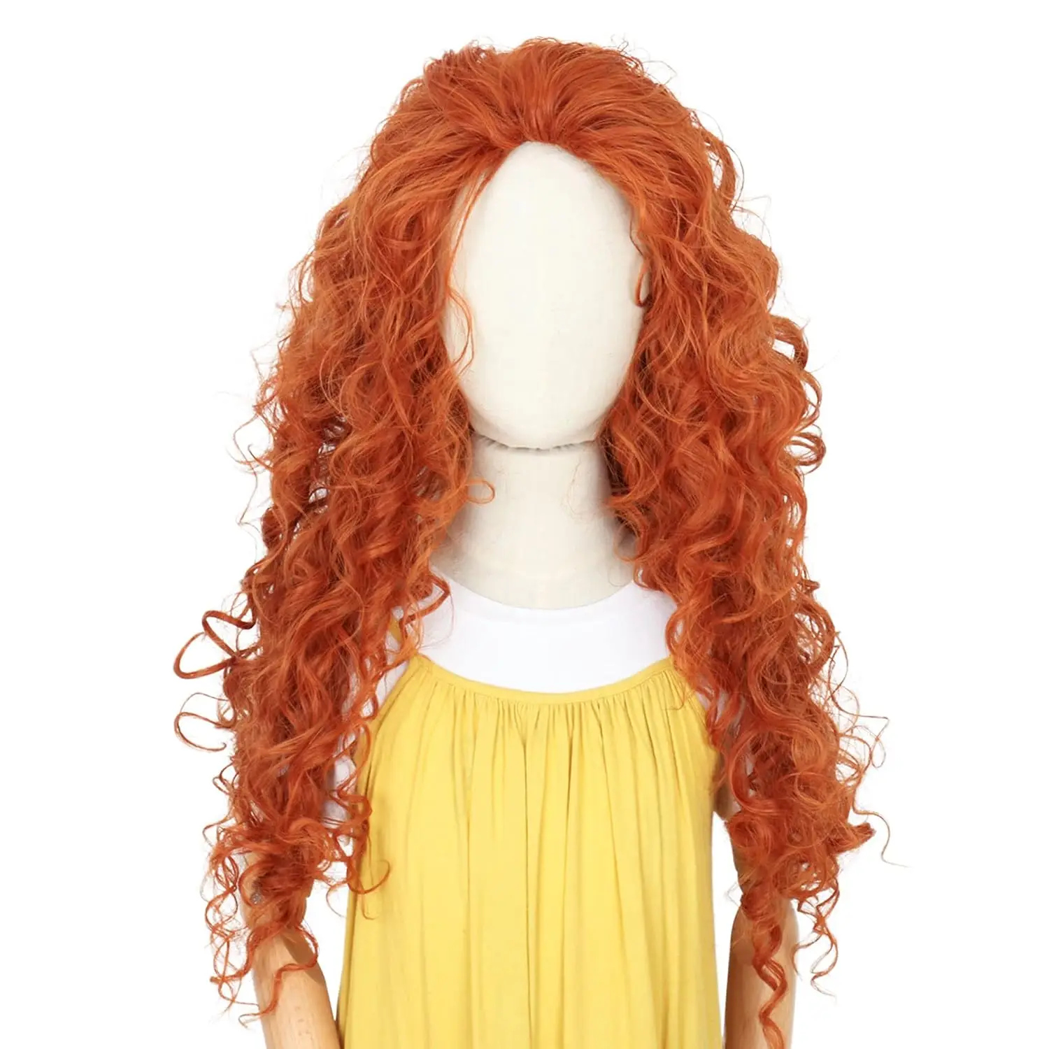 Perruques synthétiques longues bouclées orange pour cosplay Halloween, perruques de princesse Mérida de la Légende courageuse, perruques d'anime