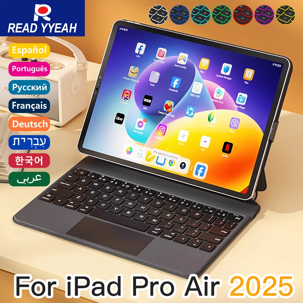 

READ YYEAH New Upgrad 2025 iPad Magic Keyboard For iPad Air 4/5 10th Gen 2024 2025 Air 11 13in Pro 11 12.9 2018-2022 iPad Case