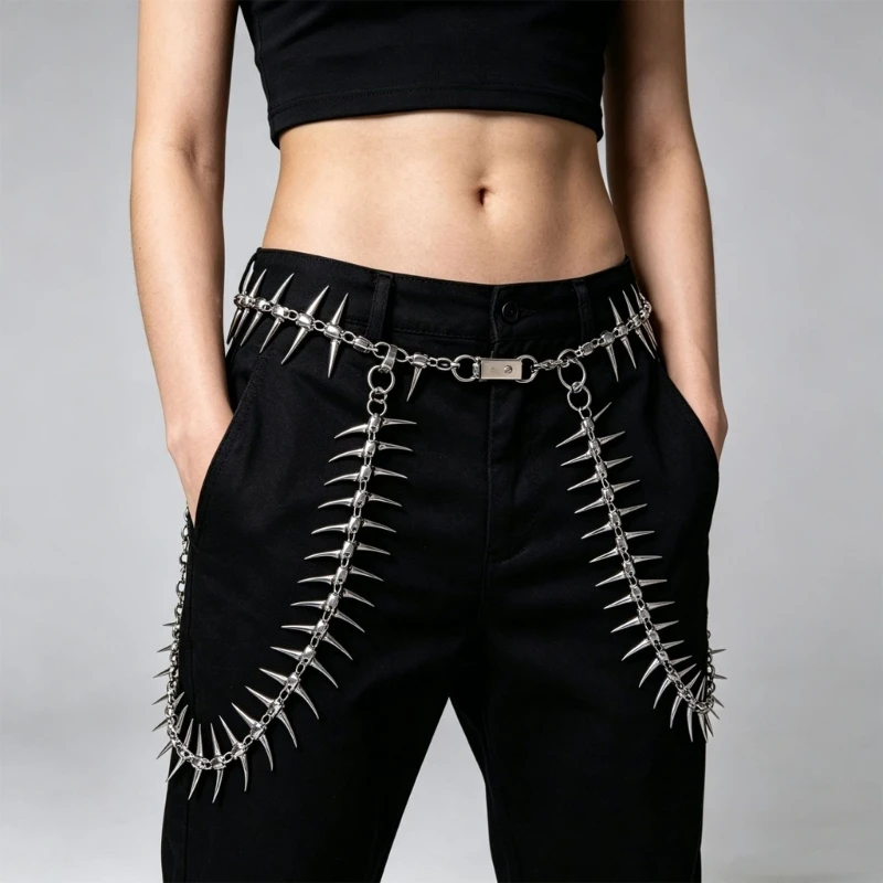 Punk Style Bone Spine Spiked Belt Chain For Jeans And Pants Durable Jeans Chain Fashionable Style