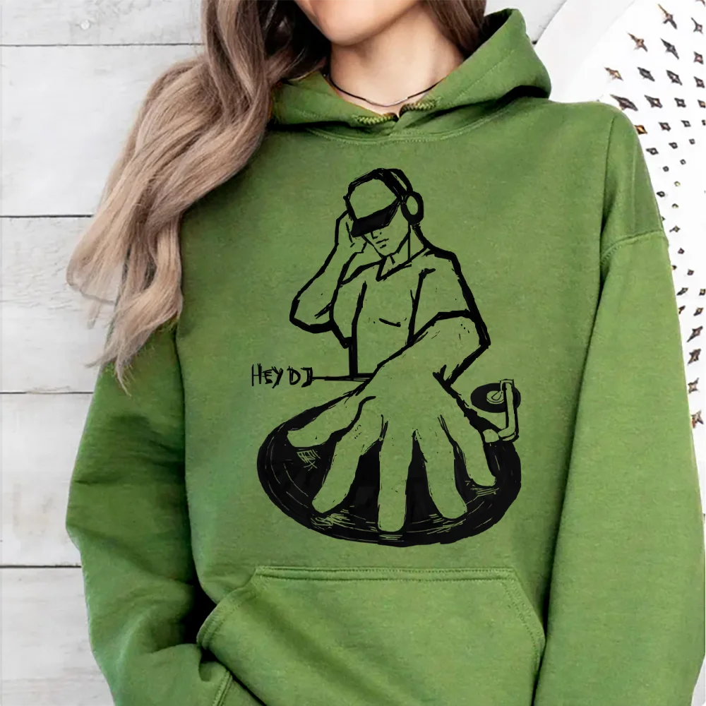 

Dj Elements Handsome Women's Oversized Hoodie Y2k Graphic Sweatshirt Hand-Painted Korean Style Cozy Fleece Pullover Fall