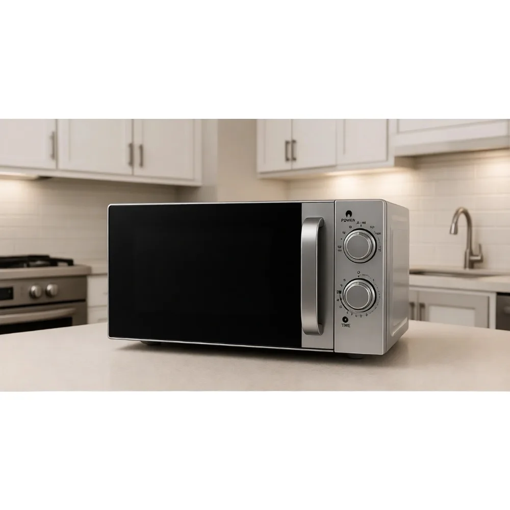 Microondas de bancada 20L 700W com 6 níveis de potência Temporizador de 30 minutos Interior fácil de limpar Mesa giratória de 24,5 cm