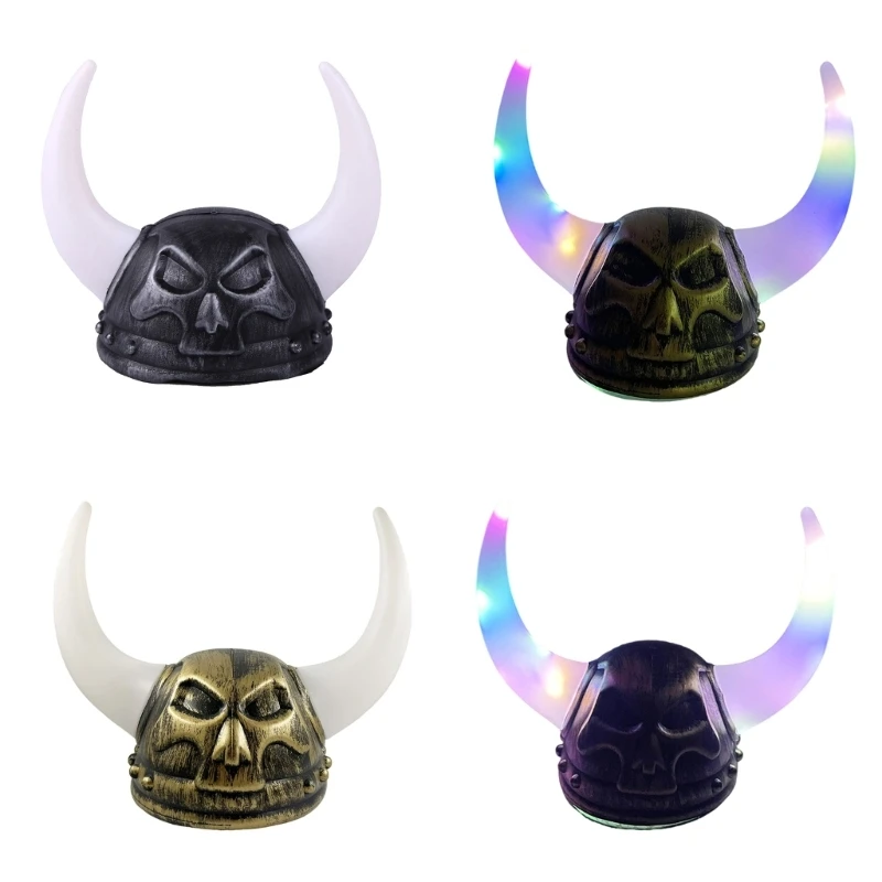 Vikinges Helmets with Horns Plastic Norses Barbarian Warrrior Hat Medieval Vikinges Costume for Halloween Cosplay LARP