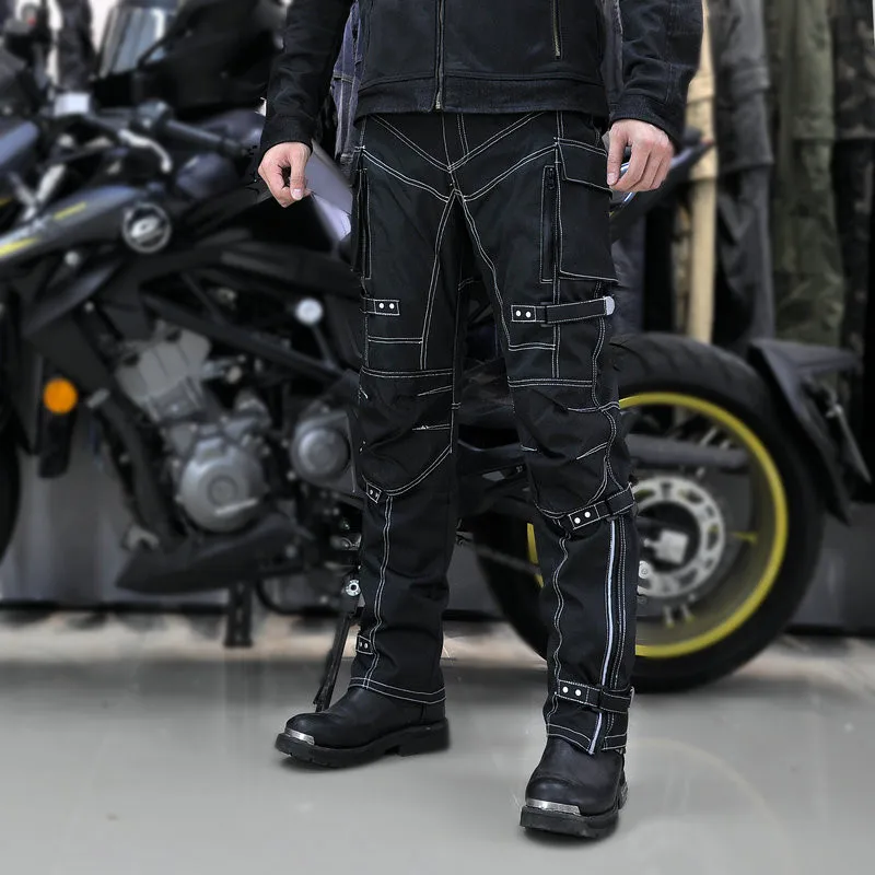 

Hot New Motorcycle Riding Anti-fall Oxford Pants Oldtown Cowboy Knight Jeans Reflective Strips Multi-pocket Built-in Protect