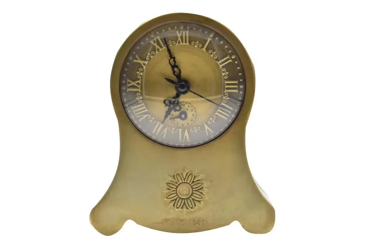 

Vintage distressed brass mechanical manual winding super loud bedroom bedside living room alarm clock