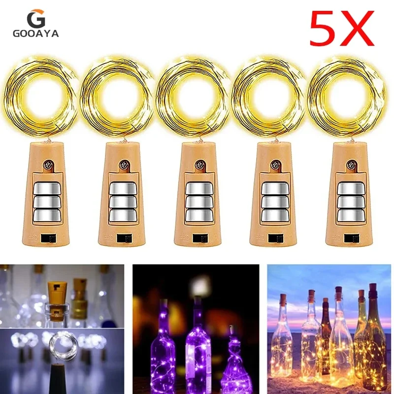 

5pcs LED Wine Bottle Cork String Fairy Lights Holiday Decoration Garland Fairy Lights Christmas Copper Wire String Lights Luces