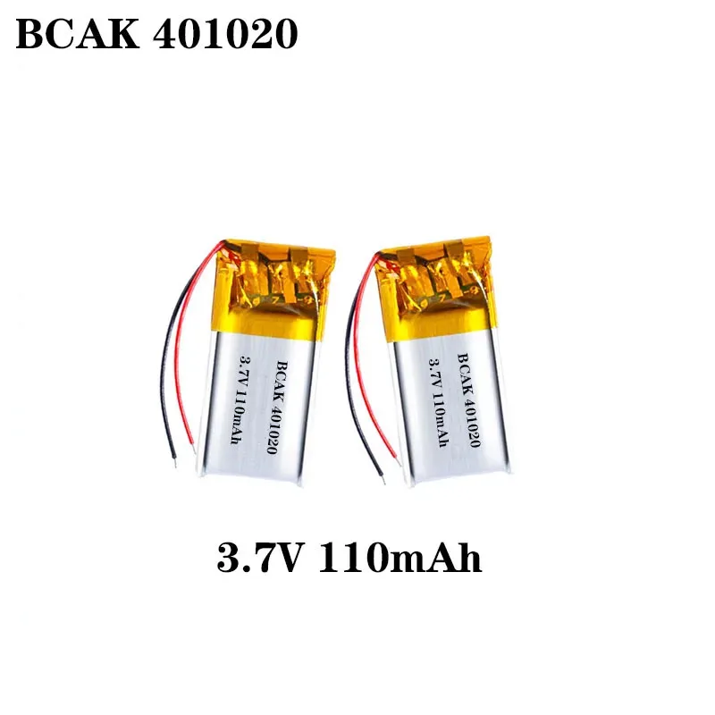 8PCS 401020 3.7V 110mAh 1C Discharge Polymer Lithium Battery for Bluetooth Headsets Recording Pens Small Toys Bluetooth Speakers