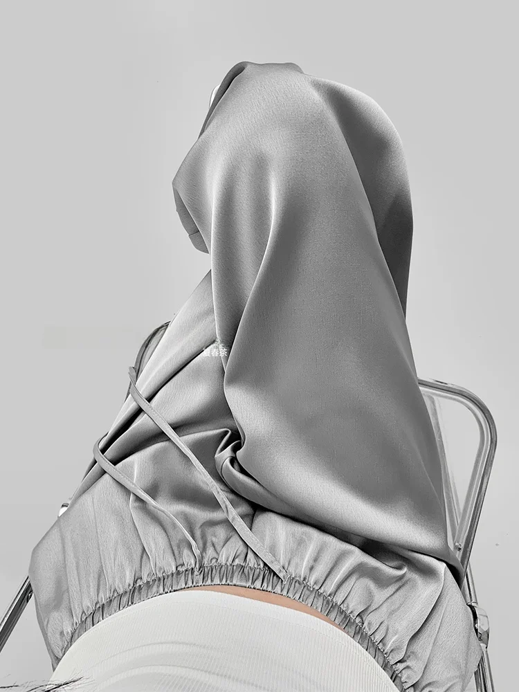 

Шелковистые атласные брюки с высокой талией, драпировкой и свободным кроем, повседневные, женские, модные, удобные, прямые, летние...