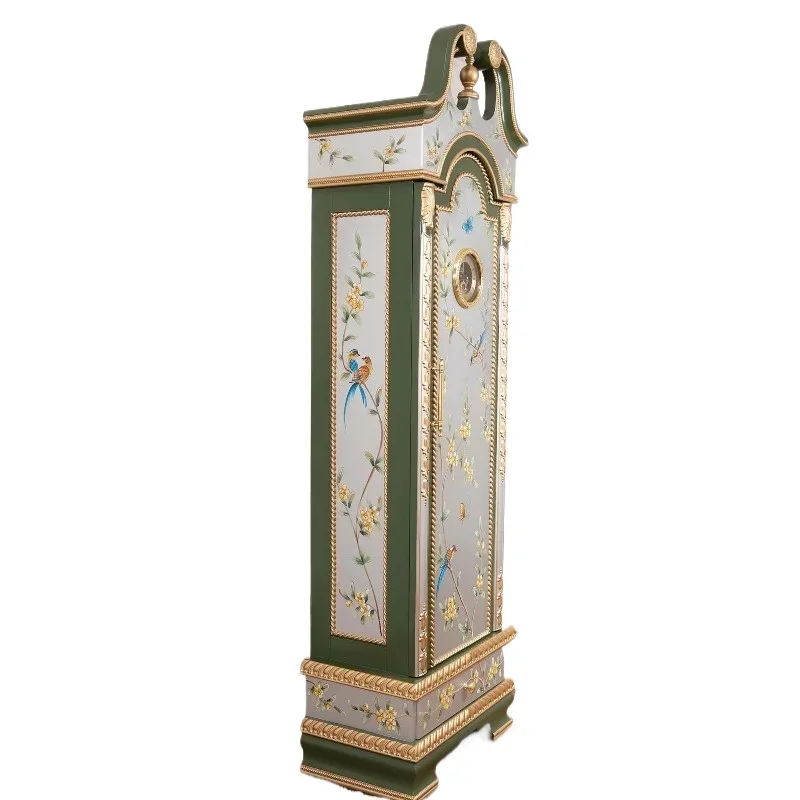 Wooden hand-carved display cabinet side cabinet green door royal decoration retro locker
