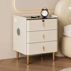 Bedside Table, Italian Minimalist, Touch Color Change, Wireless Charging, Three Drawers, Practical and Beautiful