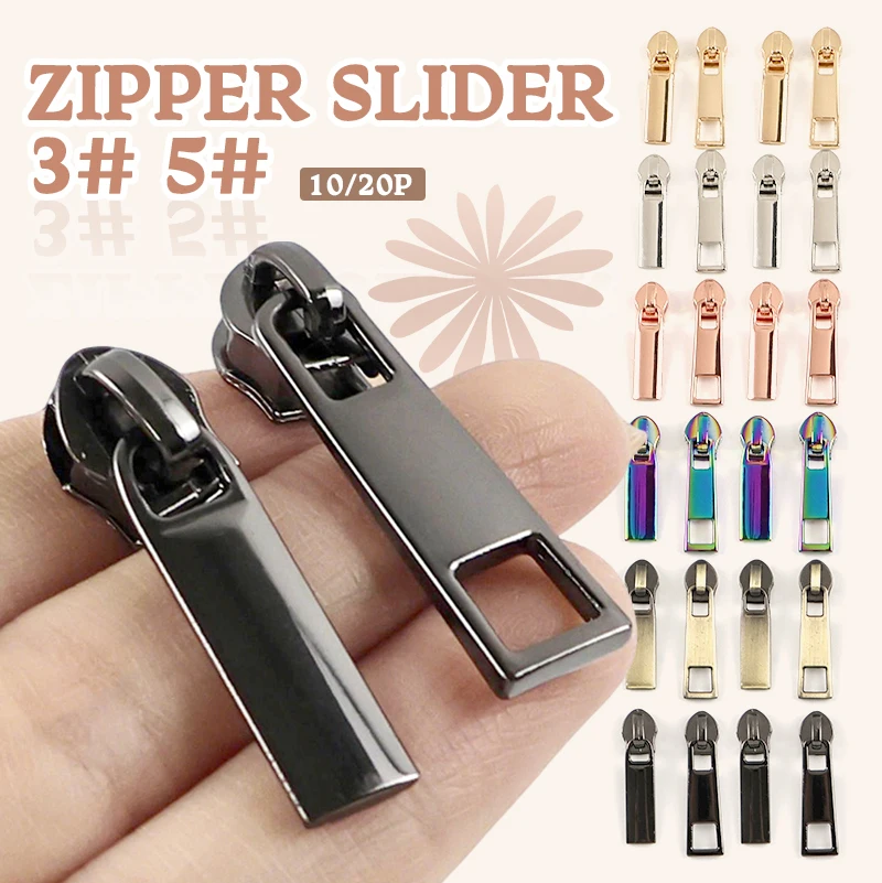 

10/20Pcs 3# 5# Zipper Slider for Nylon Zip Tape Bag Closure Zippers Puller Lock Head Repair Clothes Sewing Zips Pull Cursor