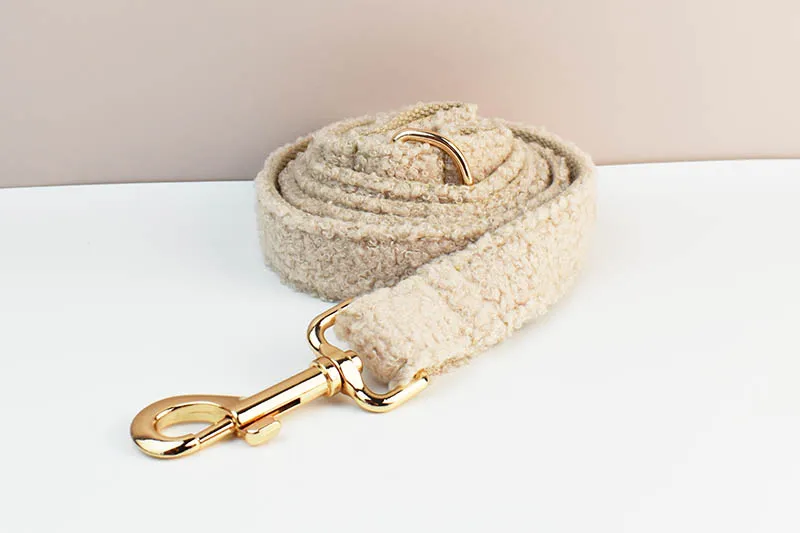Teddy-Samt-Hundehalsband und Leinen-Set für Hunde, individuell graviertes Namensschild, Haustierbedarf, Hundeleine Teddy06 – Detail 4