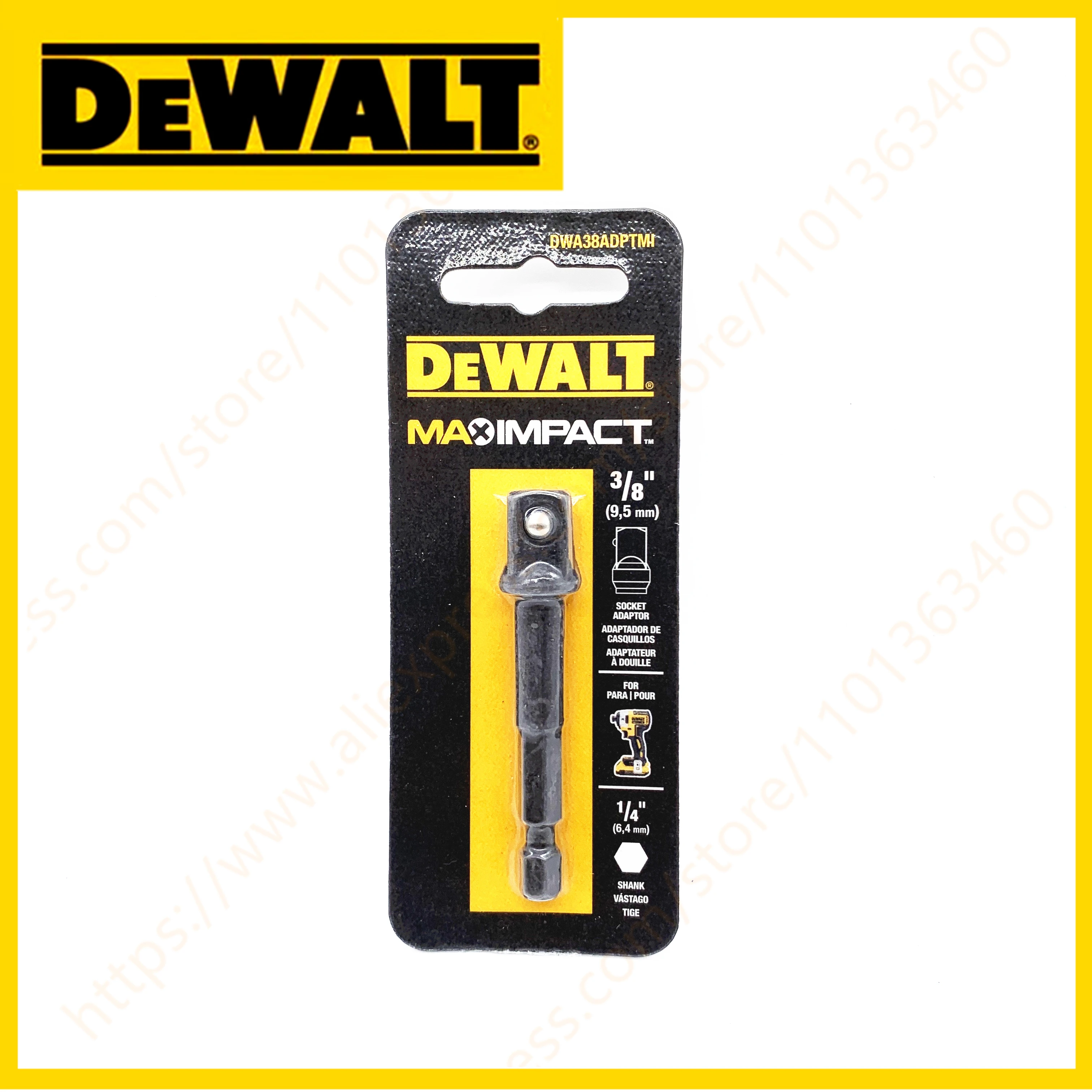 

DEWALT DWA38ADPTMI MAX IMPACT™Аксессуары для электроинструментов адаптер от 1/4 до 3/8 дюйма