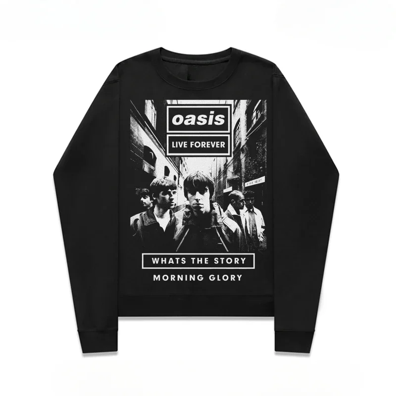 Oasis Oasis Rock British Autumn and Winter Crew Neck Cotton Fleece Top Loose Casual Trend Men's and Women's Printed Long Sleeves