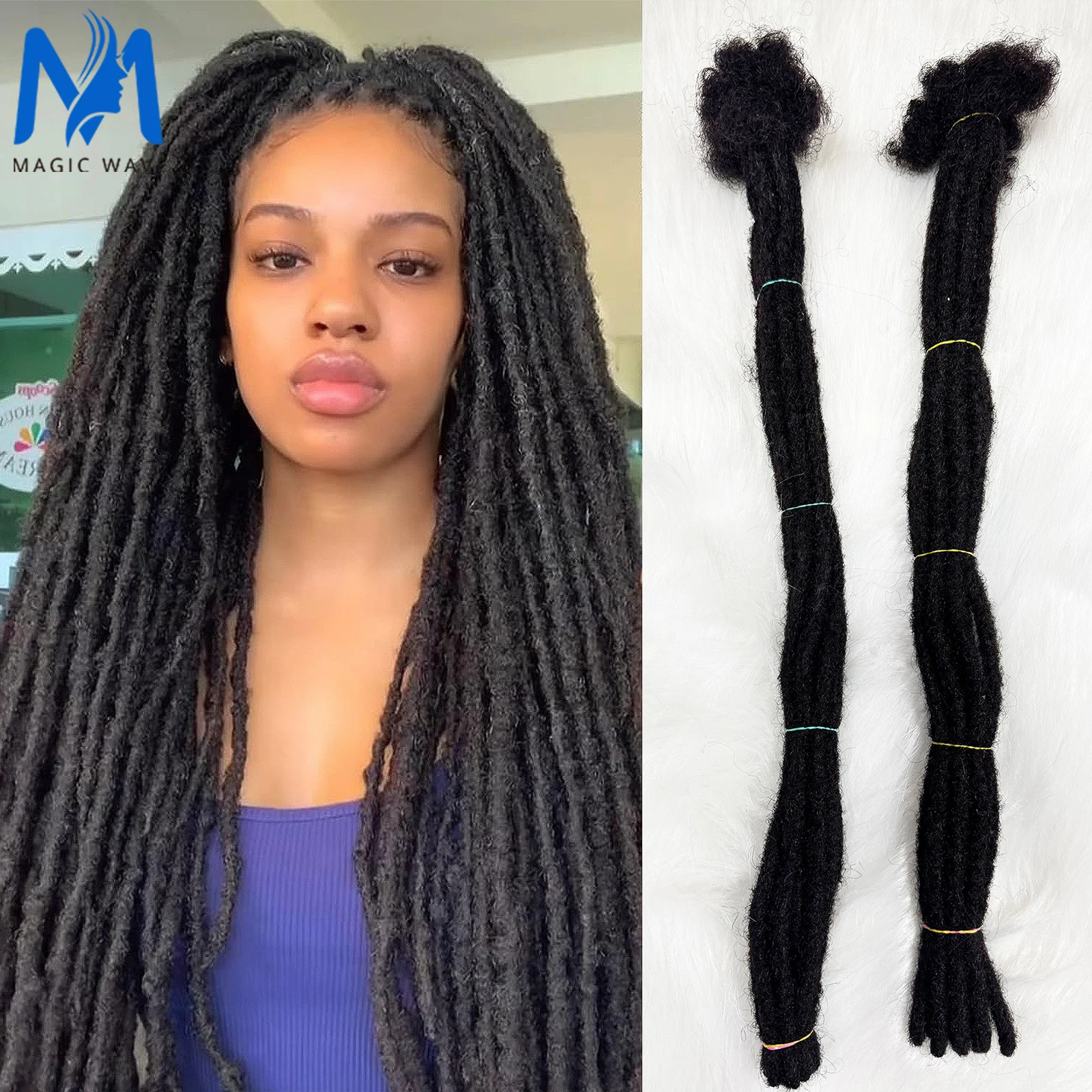 50 Strands Full Handmade 100% Real Human Hair Loc Dreadlock Extension for Men Women 6-20 Inches Loc Extension Human Hair