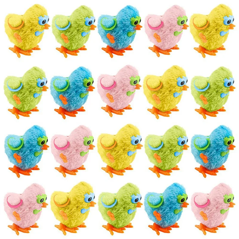 

A72I 20 Pack Easter Wind Up Chick Toys Colorful Jumping Cute Plush Chicken Hopping Windups Spectacled Chicks for Easter Gifts