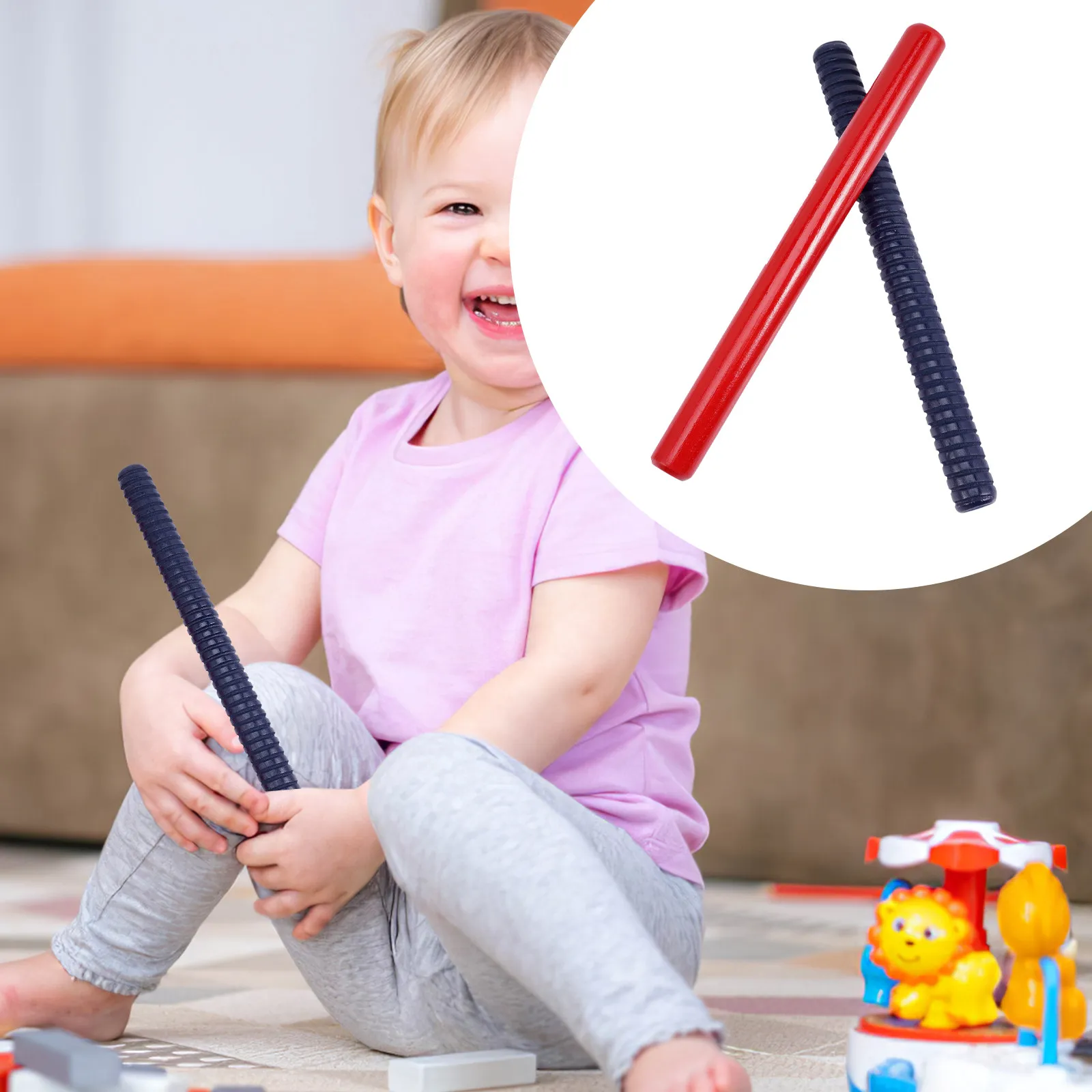 2Pcs Wooden Rhythm Sticks for Early Educational Musical Instruments to Develop Auditory Visual Imagination Cognitive Skills