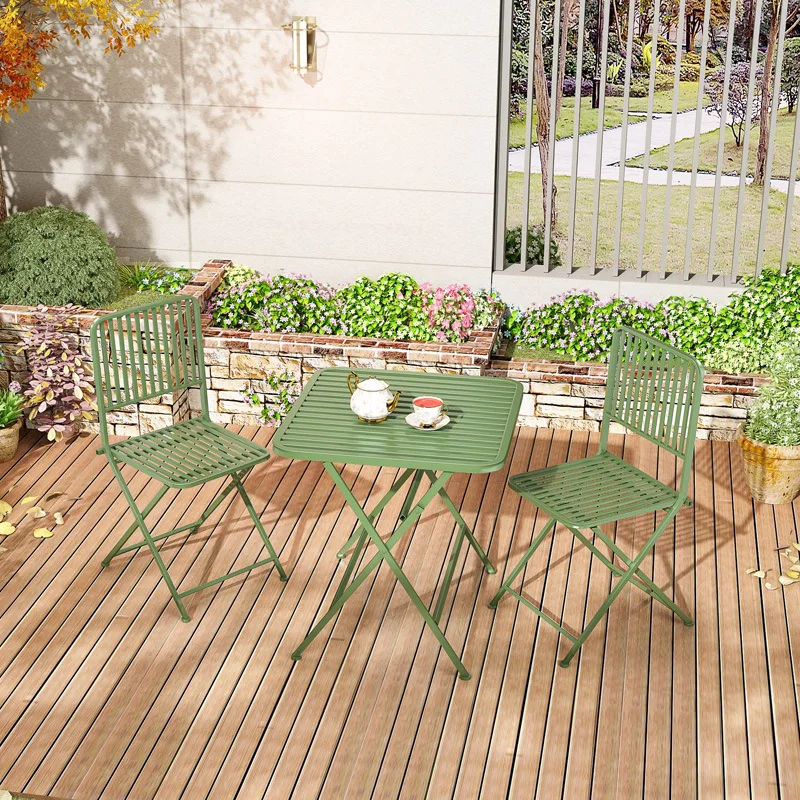 

Outdoor Iron Folding Table and Chair Set Ideal for Cafés, Balconies and Patio Relaxation Areas Outdoor Furniture Set Patio Chair