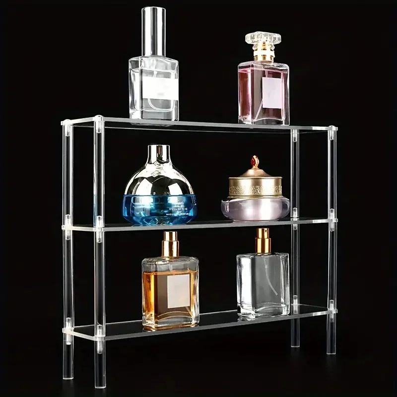 Vertical Acrylic Display Riser, Perfume Stand Organizer, Clear Acrylic Display Shelf for Amiibo Funko POP Figure