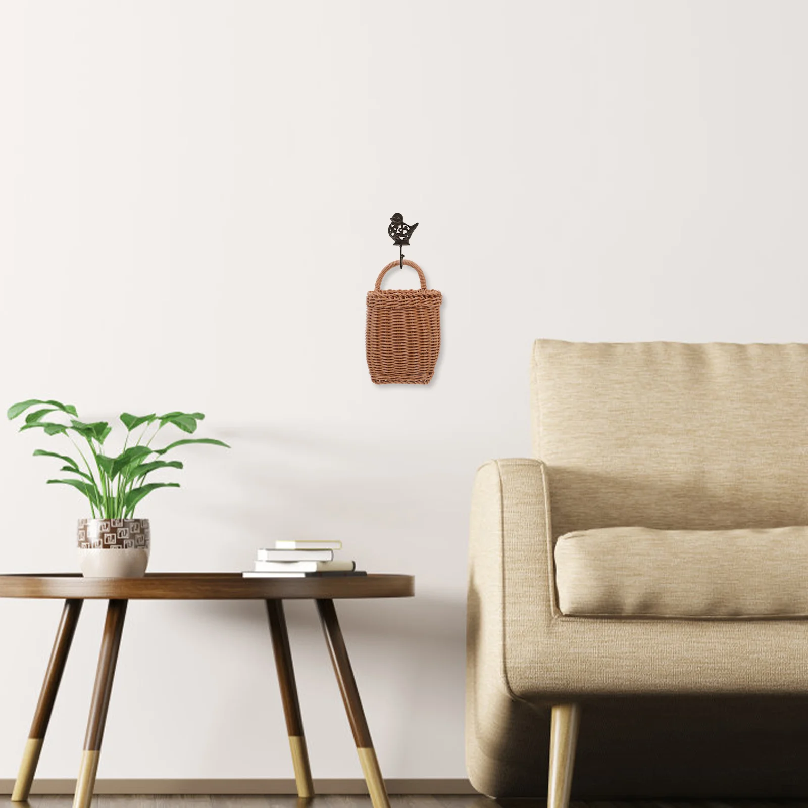 

Wall Hanging Storage Basket Imitation Rattan Woven Organizer For Kitchen Fruit Vegetable Sundries Storage Boho Home Decor