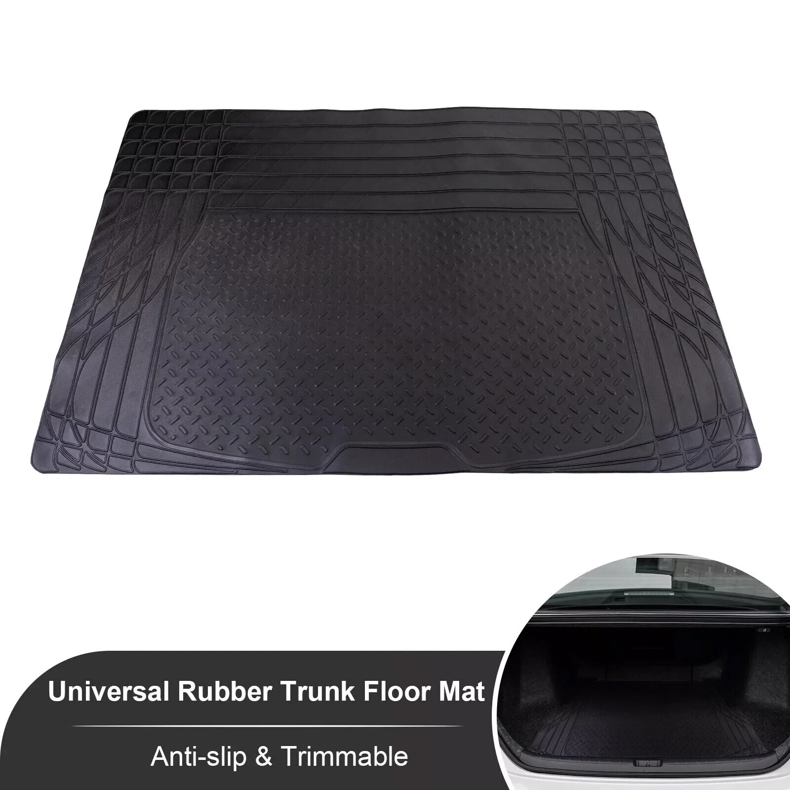 1PC Rubber Car Trunk Mat Croppable 120X85CM Waterproof Cargo Liner Non-Slip Anti Scratch Cushion Universal For Trunk Protection