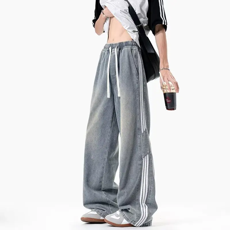 

American high street jeans for teenagers Instagram fashion brand 2025 spring new loose straight leg pants men's casual pants