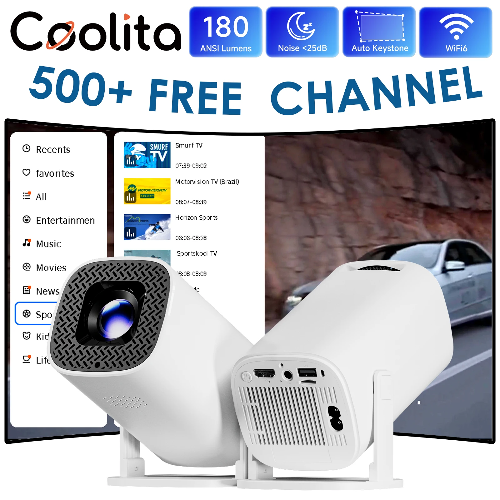 

Умный мини-проектор HONGTOP P30PLUS 4K 1280*720P с поддержкой более 500 бесплатных каналов, WiFi6, портативный проектор для домашнего кинотеатра
