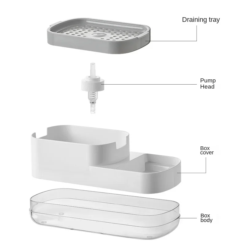 Bottiglia dell\'erogatore della pompa del sapone scatola di immagazzinaggio della spazzola della spugna della cucina liquida automatica strumento di